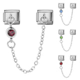 Double Hooked 12 Birthday Stone Italian Module Bracelet Creative DIY Elastic Splicing Titanium Steel Strap Chain