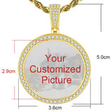 New Micro Inlaid Zircon Heart-shaped Circular Pendant DIY Personalized Picture Photo Making Necklace Birthday Gift