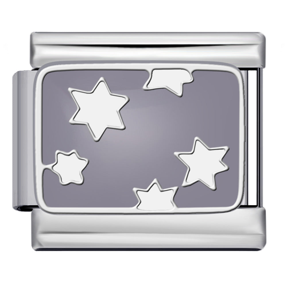 New DIY Italian Module Bracelet Titanium Steel Drip Oil Welding Pattern Strap Chain Fashion Splicing Strap Chain