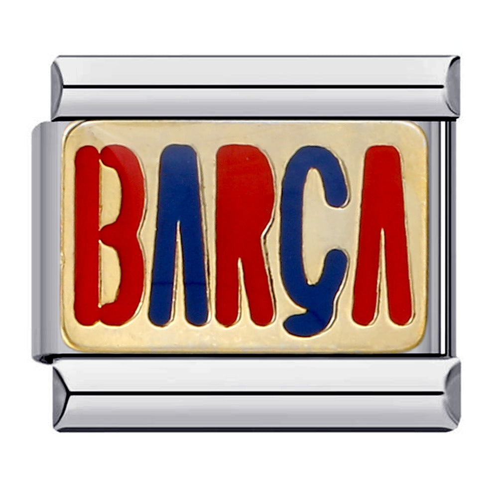 Gold Bottom English Love Italian Module Bracelet Stainless Steel Welding Gold Plating Drip Oil DIY Elastic Bracelet