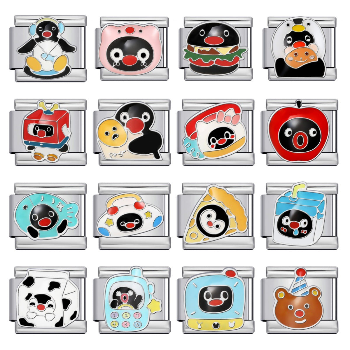 New Cartoon Animation Gold-plated Oil Drop DIY Italian Module Bracelet with Personalized Welding Pattern Stainless Steel Bracelet