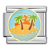 New River, Mountain, Seaside Scenery Italian Module Bracelet with Gold Plating and Oil Dripping DIY Welding Stainless Steel Bracelet