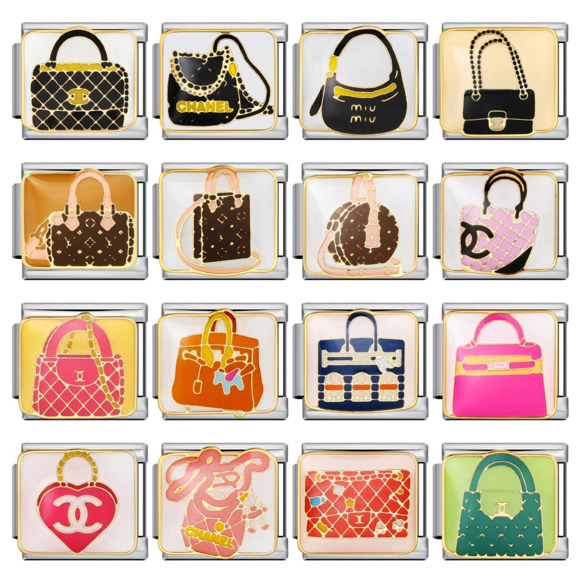 Exquisite Bag Series Italian Module Bracelet Color Welding Pattern DIY Personalized Bracelet Valentine's Day Gift