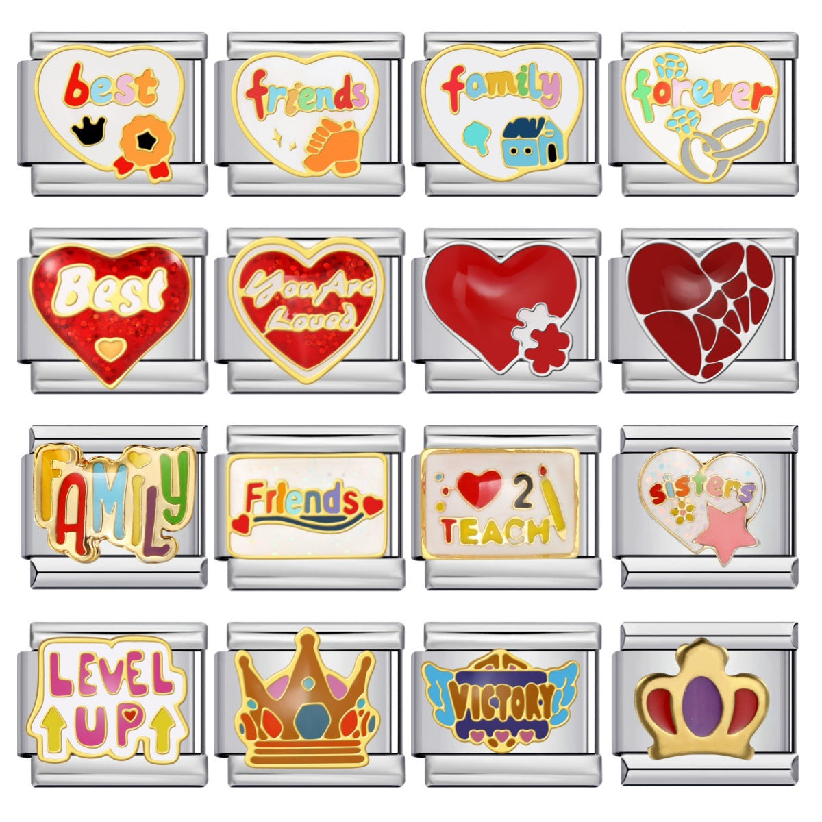 New Heart-shaped Titanium Steel Watch Strap Chain Gold-plated Welding Drip Oil DIY Italian Module Bracelet Accessories Wholesale