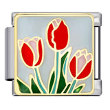 Flower Series Italian Module Bracelet Stainless Steel Welding Gold Plating Drip Oil DIY Elastic Bracelet Accessories Wholesale