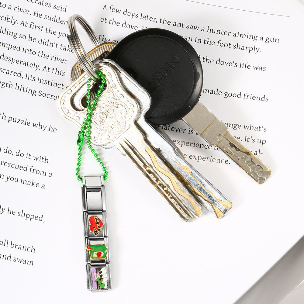 Colorful Bead Chain, Mobile Rope Splicing, Italian Module Bracelet, DIY Keychain Pendant, Stainless Steel Strap Chain