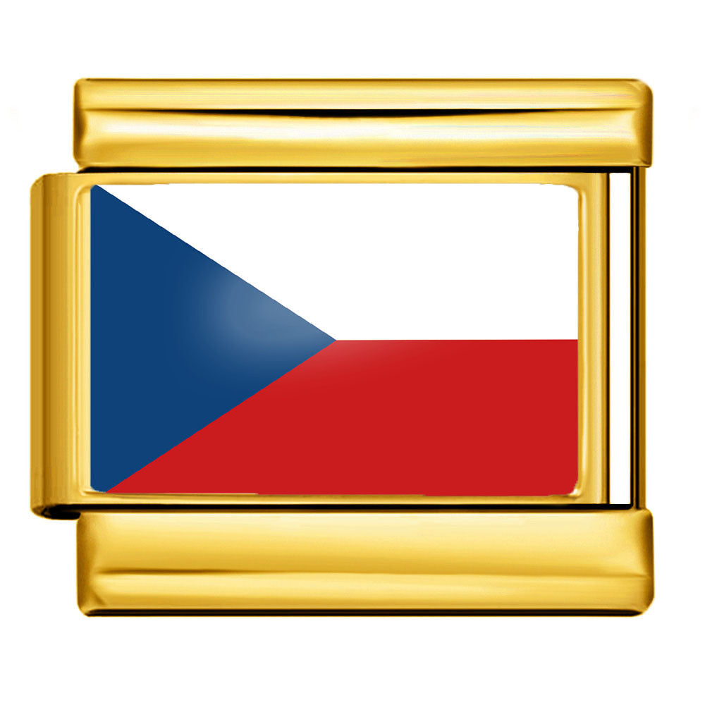 Gold Base World Flag Photo Resin Italian Charm Bracelet DIY Stainless Steel Stretch Watch Band Wristband