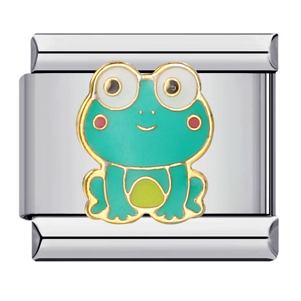 New Stainless Steel Drip Oil Cartoon DIY Italian Module Bracelet with Personalized Welding Pattern and Elastic Splicing Bracelet