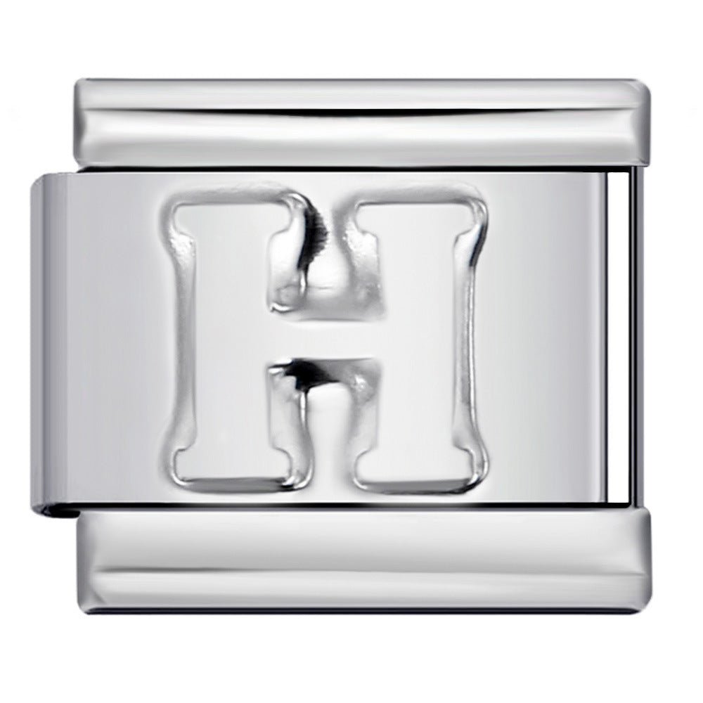 New Non Dripping Oil Series Bracelet Titanium Steel Concave 26 English Letter DIY Italian Module Bracelet Accessories