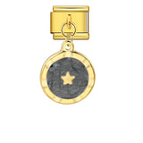 Round Pendant with Gold and Silver Base, Italian Module Bracelet, Titanium Steel Drip Oil Hook, Fashionable DIY Versatile Bracelet