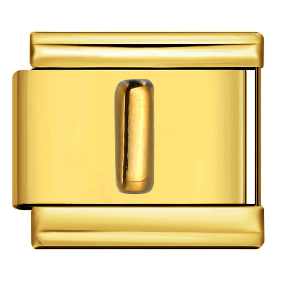 Golden Convex Letter Series Italian Module Bracelet Titanium Steel Stamping DIY Elastic Splicing Bracelet Accessories