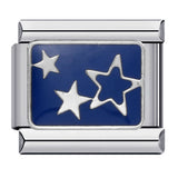 Blue Titanium Steel Welded Pattern Italian Modular Bracelet, Gold-Plated Drip Enamel Free Combination Link Bracelet