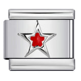 New Titanium Steel Pentagram Eye Italian Module Bracelet Stamped Pattern Drip Oil DIY Elastic Strap Chain