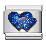 Blue Titanium Steel Welded Pattern Italian Modular Bracelet, Gold-Plated Drip Enamel Free Combination Link Bracelet