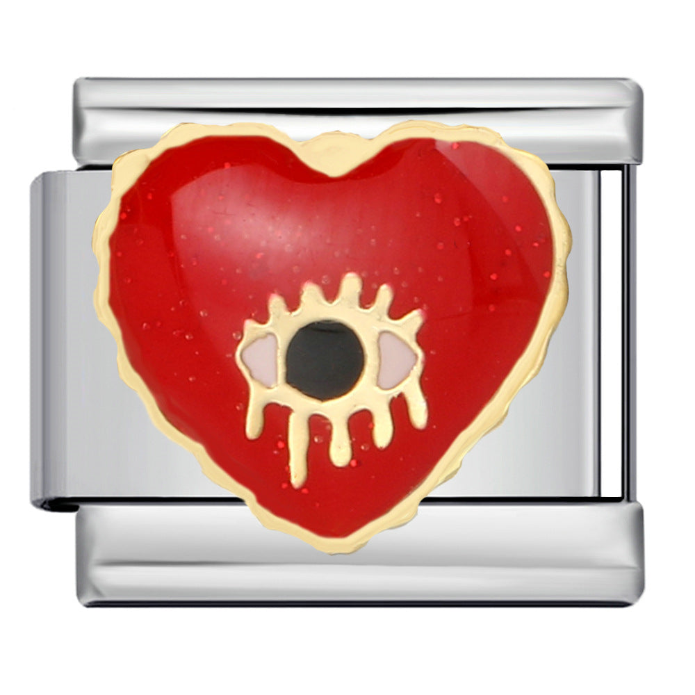 Italian Module Bracelet Devil's Eye Titanium Steel Welding Drip Oil Pattern DIY Elastic Splicing Personalized Strap Chain