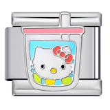 Cute Cartoon Cat Titanium Steel Welded Drip Bracelet DIY Italian Modular Charm Friendship Gift for Besties