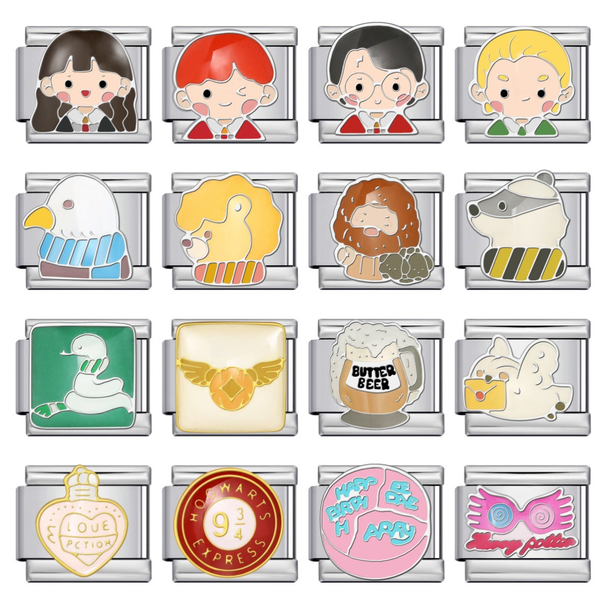 New Anime Cartoon Series Italian Module Bracelet Titanium Steel Welding Oil Dripping DIY Elastic Splicing Bracelet