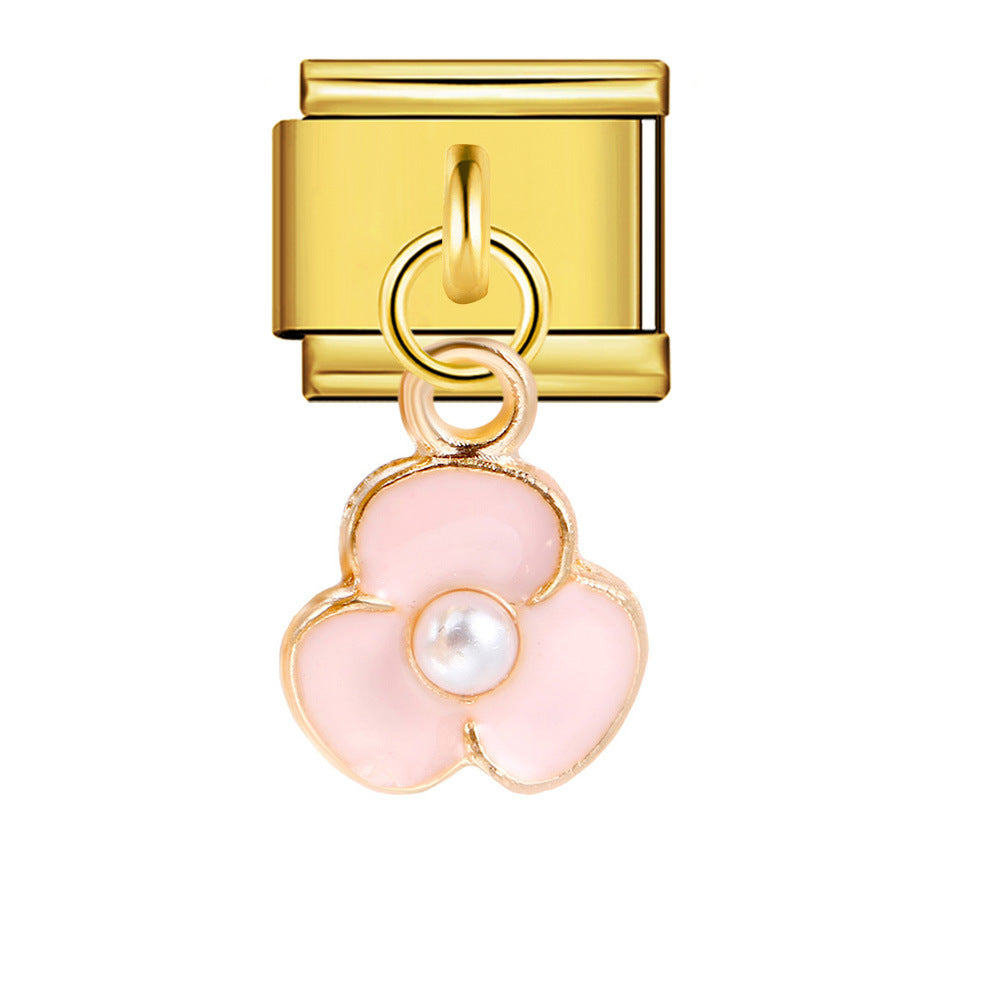 New Pearl Gemstone Hook Pendant Italian Module Bracelet DIY Elastic Splicing Stainless Steel Bracelet