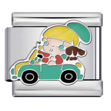 Cartoon Character Italian Module Bracelet Stainless Steel Welding Pattern DIY Elastic Splicing Versatile Bracelet