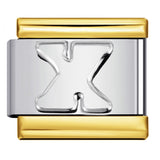 Fashion Gold Cover Silver Concave English Letter Bracelet Titanium Steel Non Dripping Oil DIY Italian Module Bracelet Wholesale