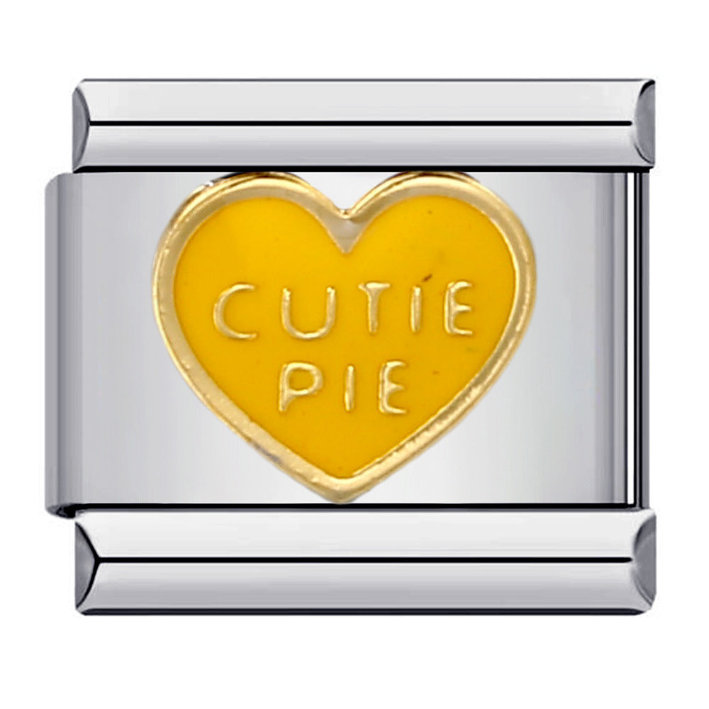 New Titanium Steel Welding Drip Oil Cartoon DIY Italian Module Bracelet Italian Charm Bracelet