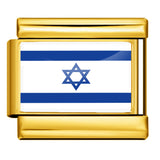 Gold Base World Flag Photo Resin Italian Charm Bracelet DIY Stainless Steel Stretch Watch Band Wristband