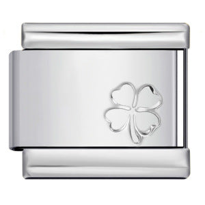 Lucky Clover Laser Carving Italian Module Bracelet Stainless Steel DIY Fashion Bracelet Strap Chain