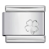 Lucky Clover Laser Carving Italian Module Bracelet Stainless Steel DIY Fashion Bracelet Strap Chain