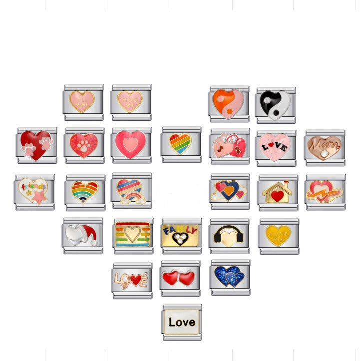 New Titanium Steel Welding Drip Oil Cartoon DIY Italian Module Bracelet Italian Charm Bracelet