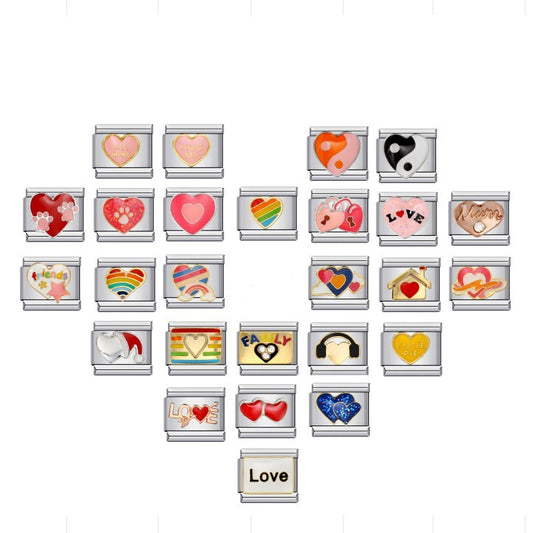 New Titanium Steel Welding Drip Oil Cartoon DIY Italian Module Bracelet Italian Charm Bracelet