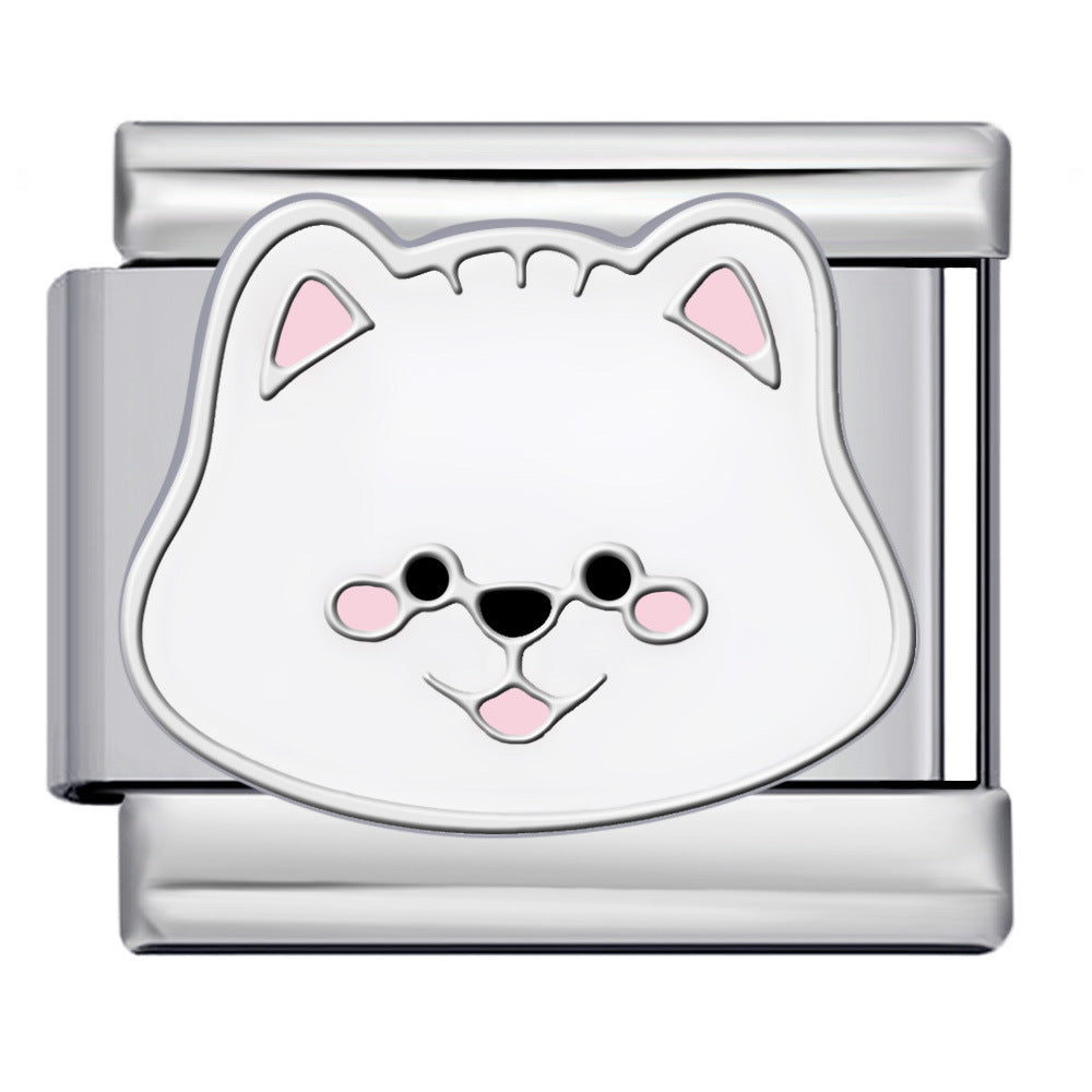 Cute Cartoon Dog Cute Pet Series Titanium Steel Welding Drip Oil DIY Italian Module Bracelet Accessories