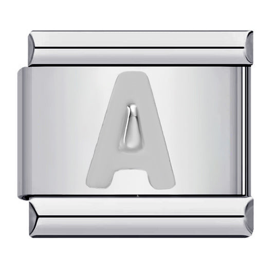 New Titanium Steel Silver Concave Surface 26 English Letters Italian Module Bracelet DIY Strap Chain Accessories Wholesale