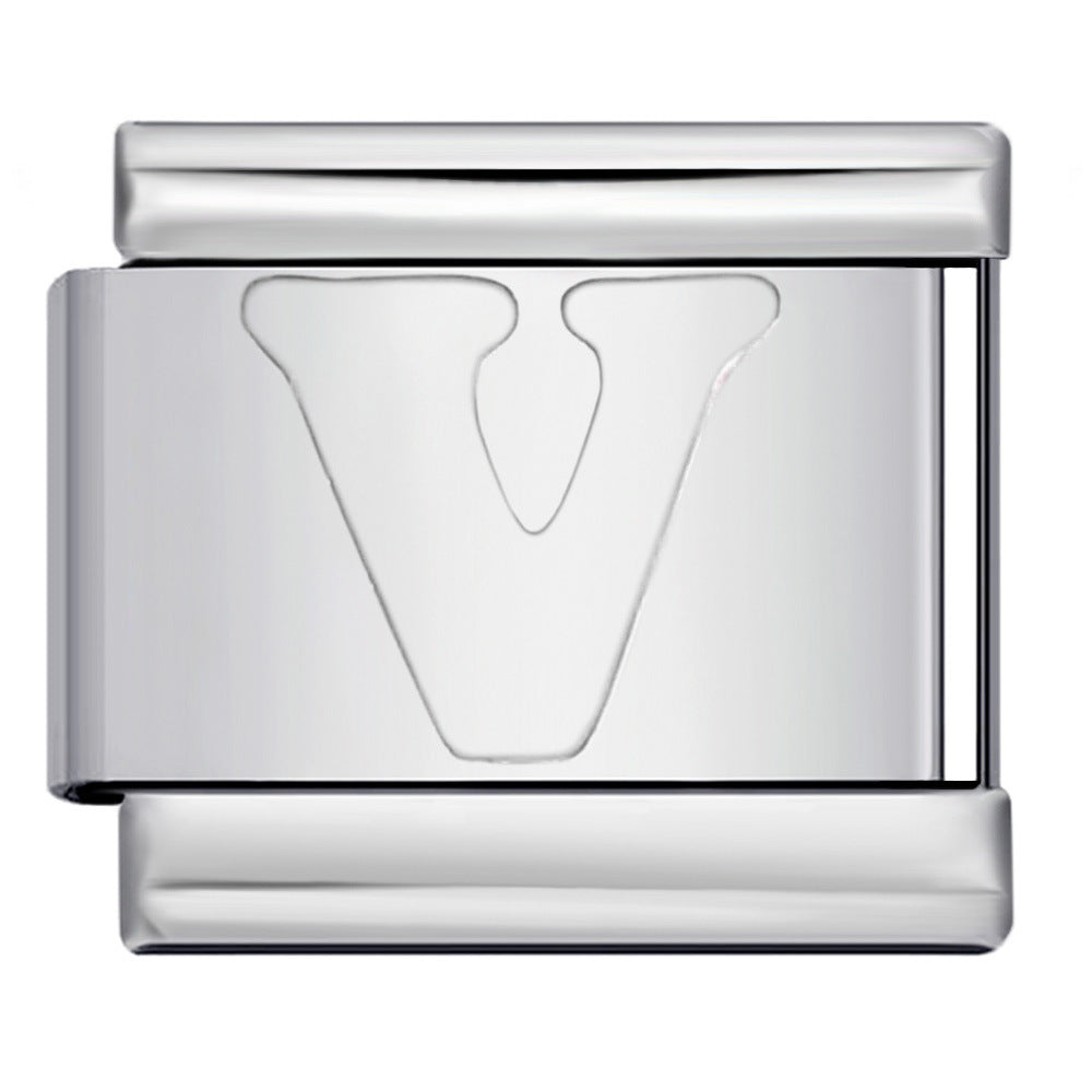 New Non Dripping Oil Series Bracelet Titanium Steel Concave 26 English Letter DIY Italian Module Bracelet Accessories