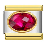 Elliptical Colored Stone Italian Module Bracelet Birthday Stone Stainless Steel DIY Simple and Versatile Bracelet Accessories