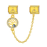 New Gold and Silver Devil's Eye Hook Chain Bracelet Stainless Steel DIY Elastic Italian Module Bracelet