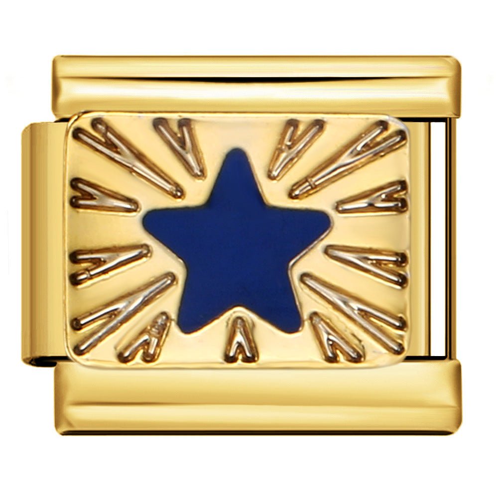 Gold Bottom Star Moon Blue Italian Module Bracelet DIY Jewelry Creative Accessories Detachable Titanium Steel Strap Chain