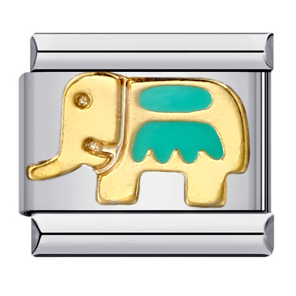 Stainless Steel Welding Drip Oil Animal DIY Italian Module Bracelet Italian Charm Bracelet