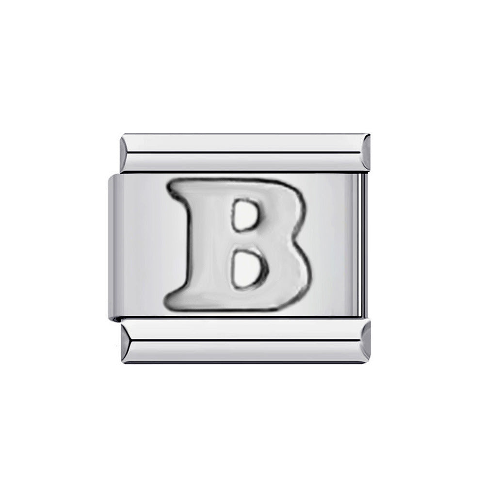 New Titanium Steel Gold Plated DIY Italian Charm Bracelet with Alphabet Letters Customizable Fashion Jewelry