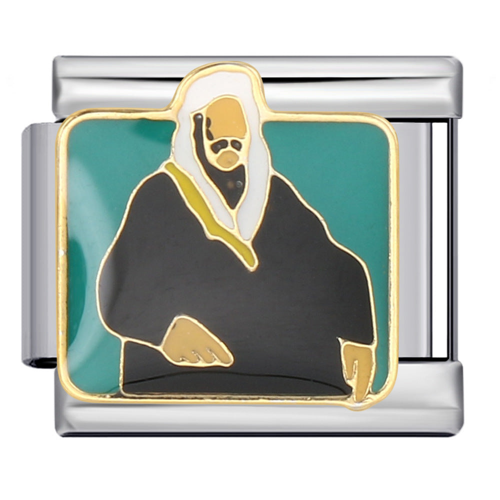 New Arab Culture Italian Module Bracelet Stainless Steel Welding Drip Oil DIY Elastic Bracelet