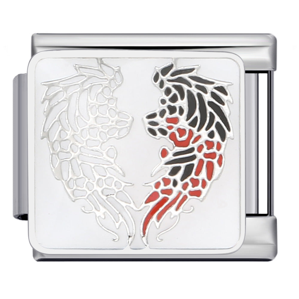 European and American Cross-border Italian Module Bracelet DIY Titanium Steel Welding Pattern Gold-plated Drip Oil Bracelet Accessories Wholesale