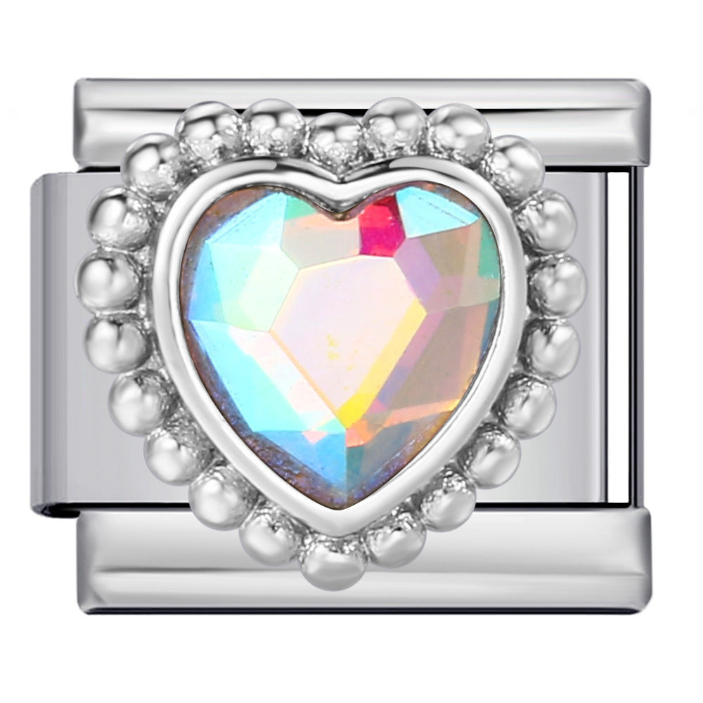 Colorful Zircon Italian Module Bracelet Titanium Steel Welding DIY Elastic Splicing Assembly Bracelet Accessories Wholesale