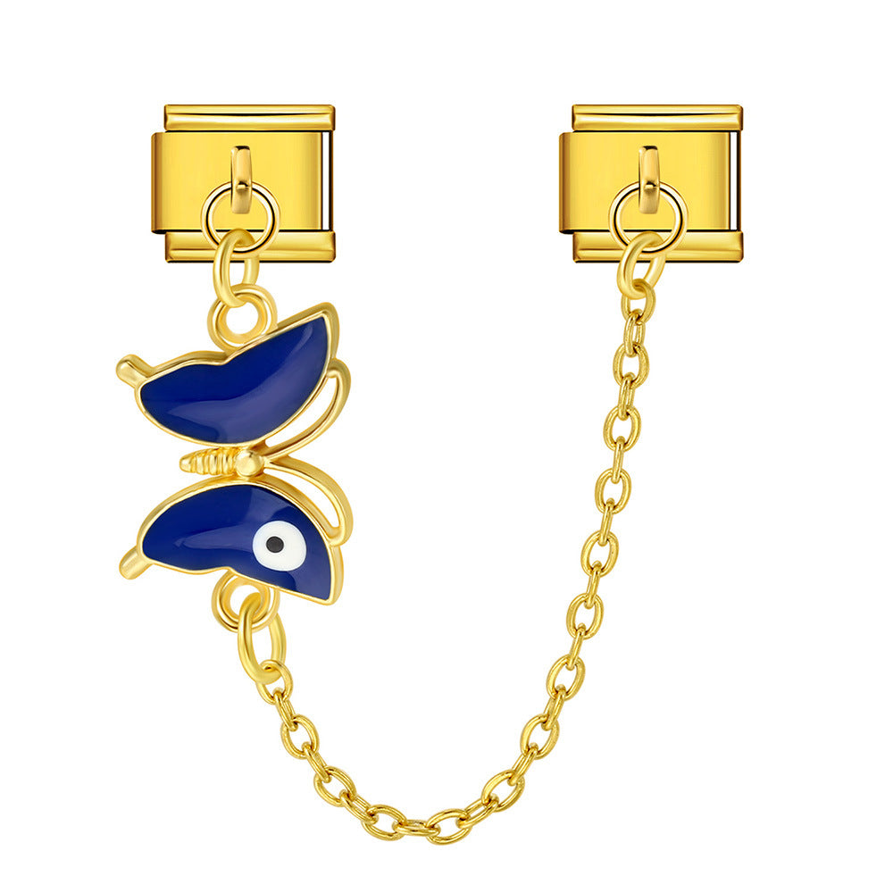 New Gold and Silver Devil's Eye Hook Chain Bracelet Stainless Steel DIY Elastic Italian Module Bracelet