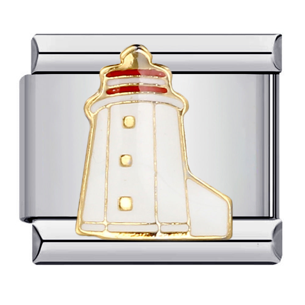 New Leisure Vacation Titanium Steel Welding Drip Oil DIY Italian Module Bracelet Fashion Personality Watch Strap Chain Wholesale