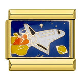 Gold Bottom Tourist Resort Scenery Pattern Italian Module Bracelet DIY Welding Drip Oil Stainless Steel Strap Chain