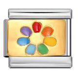 Cross Border Hot Selling Rainbow Love Italian Module Bracelet, Stainless Steel Elastic DIY Bracelet Accessories Wholesale