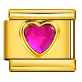 Gold Colored Heart-shaped Circle Diamond Italian Module Bracelet DIY Titanium Steel Welded Elastic Watch Chain Accessory