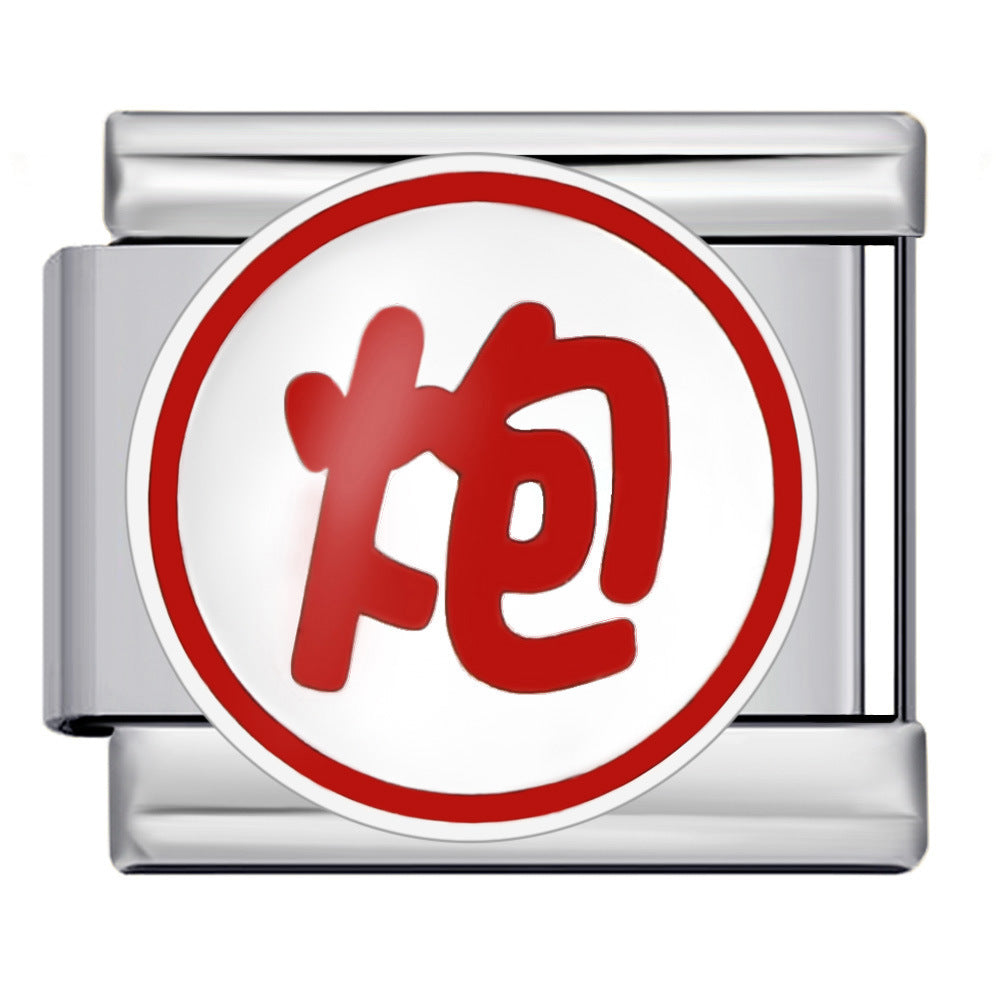 Chess and Card Italian Module Bracelet DIY Titanium Steel Welding Gold Drip Oil Elastic Splicing Bracelet Accessories