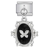 Elliptical Pendant Butterfly Titanium Steel Drip Oil DIY Italian Module Bracelet, Single Hook Splicing Elastic Bracelet