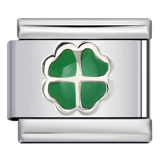 Color Dripping Oil Clover Module Bracelet Stainless Steel Stamping Pattern DIY Elastic Bracelet Accessories Wholesale