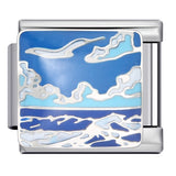 Blue Ocean Element Italian Module Bracelet - Stainless Steel Welded Pattern DIY Stretchable Fashion Bracelet